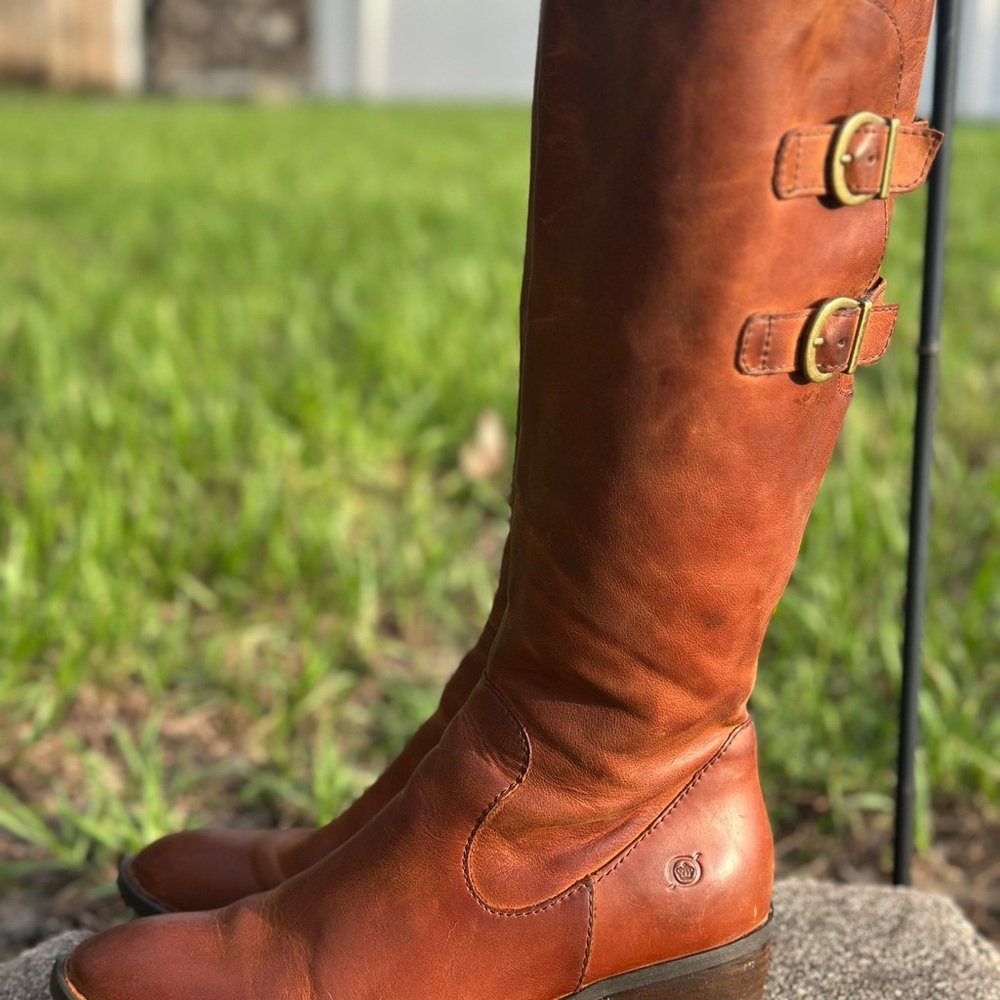 Born Cognac Leather Over the Knee Boots
